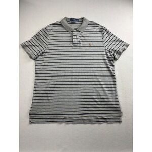 Polo Ralph Lauren Mens XL Pima Soft Touch Short Sleeve Striped Polo Shirt Gray